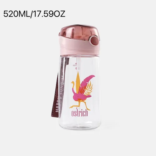 520 ml/17.59 oz paille tasse d'eau grande capacité bouteille d'eau avec échelle en plastique adulte sport bouteille extérieur portable tasse