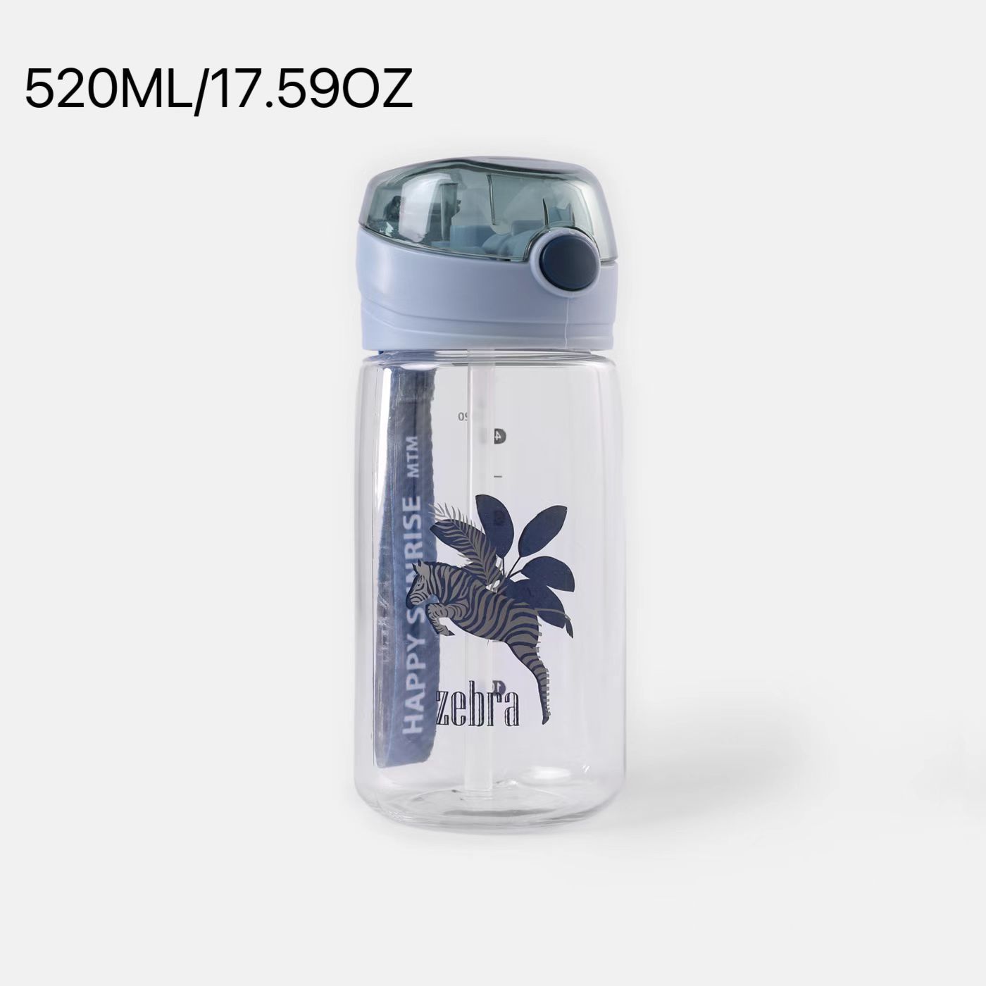 520ML/17.59OZ Straw Water Cup Large Capacity Water Bottle With Scale Plastic Adult Sports Bottle Outdoor Portable Cup