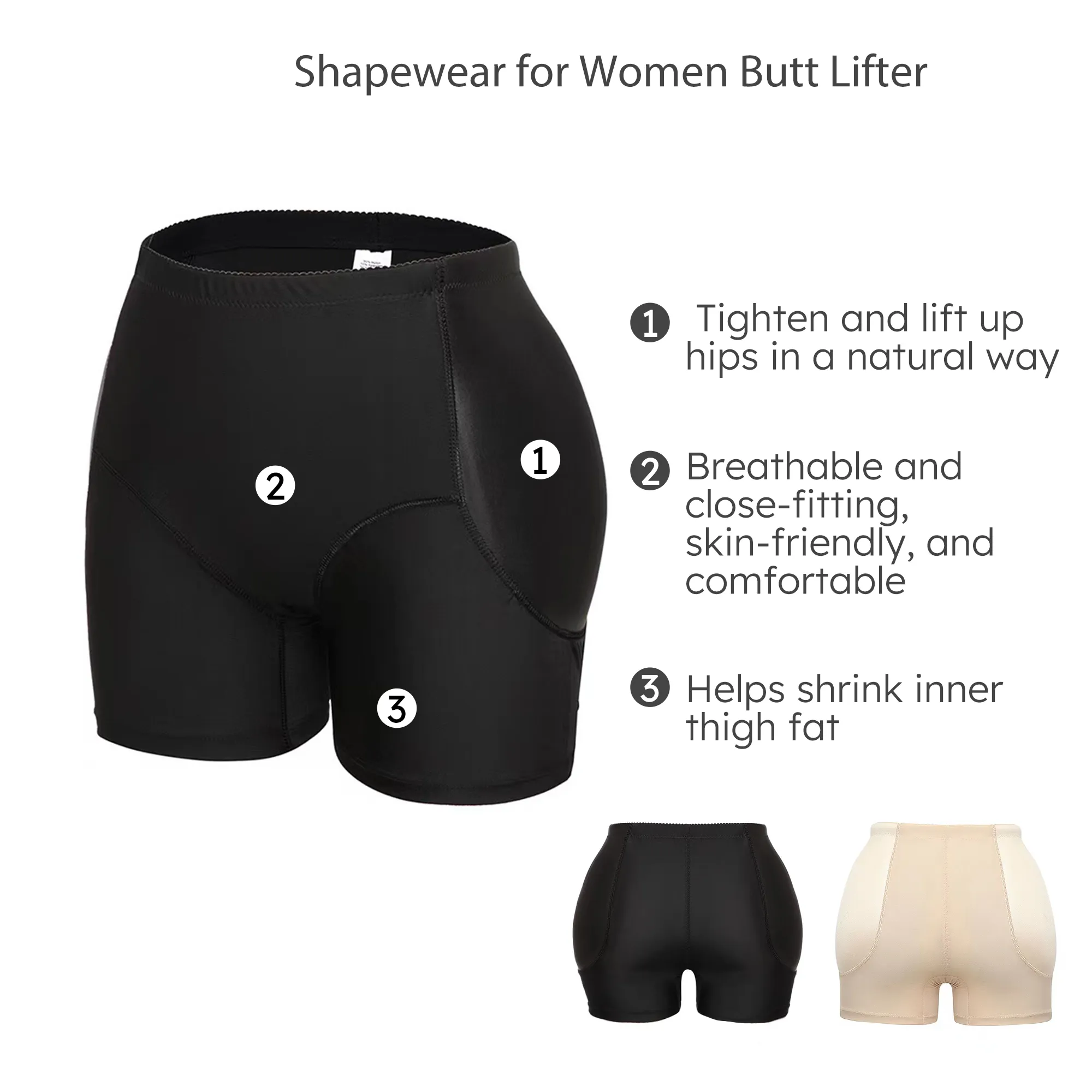 Women Padded Shapewear Panties Hip Enhancer Panties Shaper Shorts Sponge Padded Butt Lifter Padded Shapewear