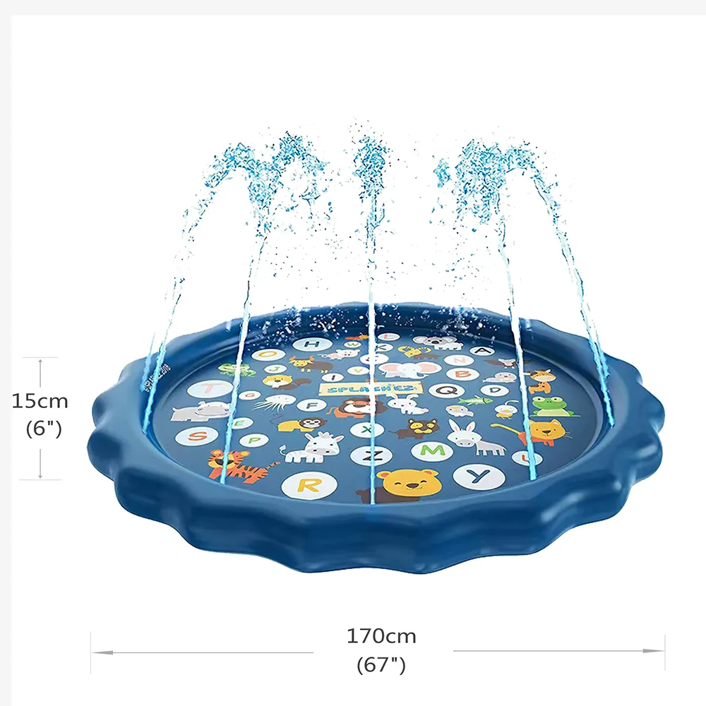 Kids Splash Pad Water Spray Play Mat Sprinkler Wading Pool Outdoor Inflatable Water Summer Toys with Alphabet big image 3