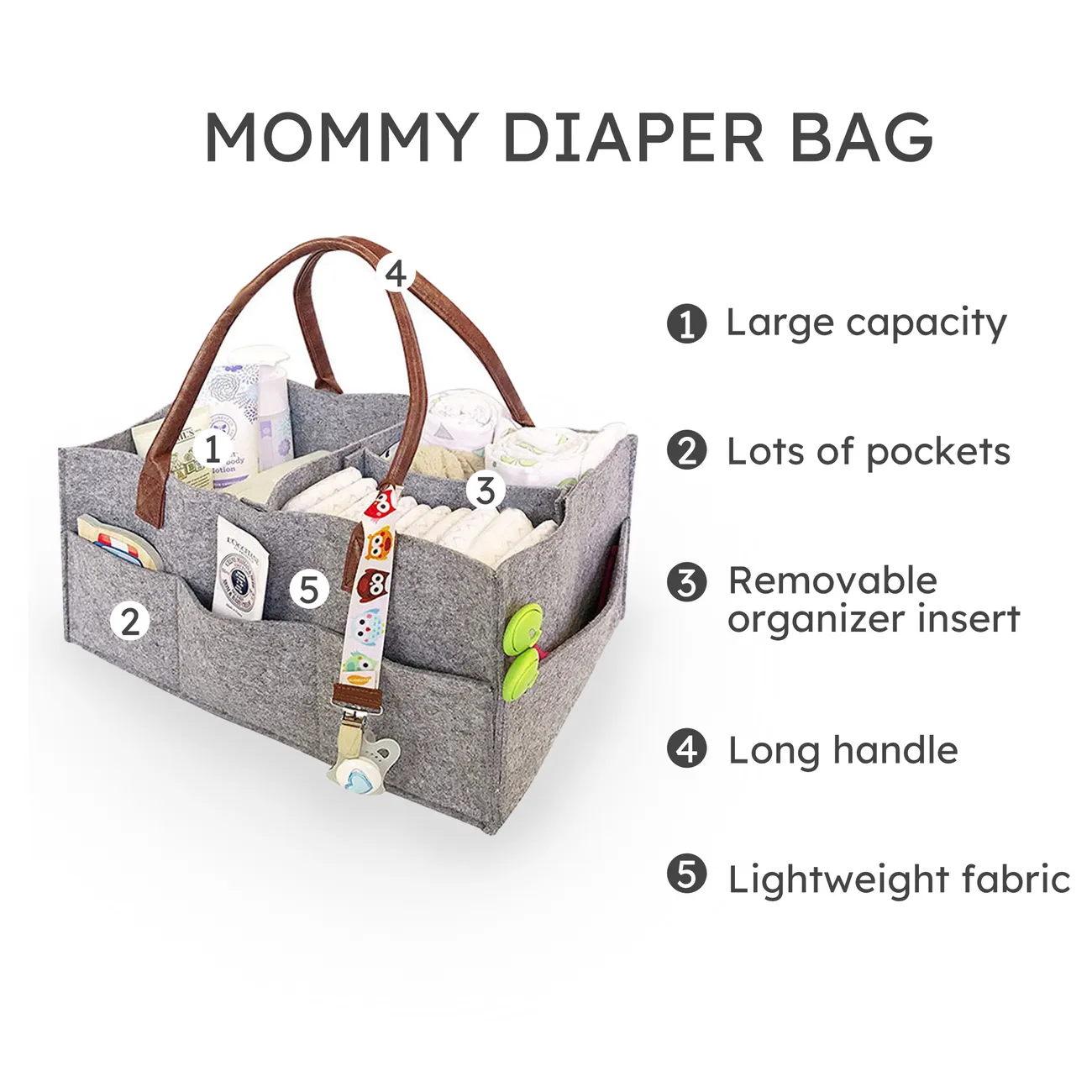 Large Cloth Storage Capacity Diaper Bag Foldable Baby Large Size Diaper Caddy  big image 1