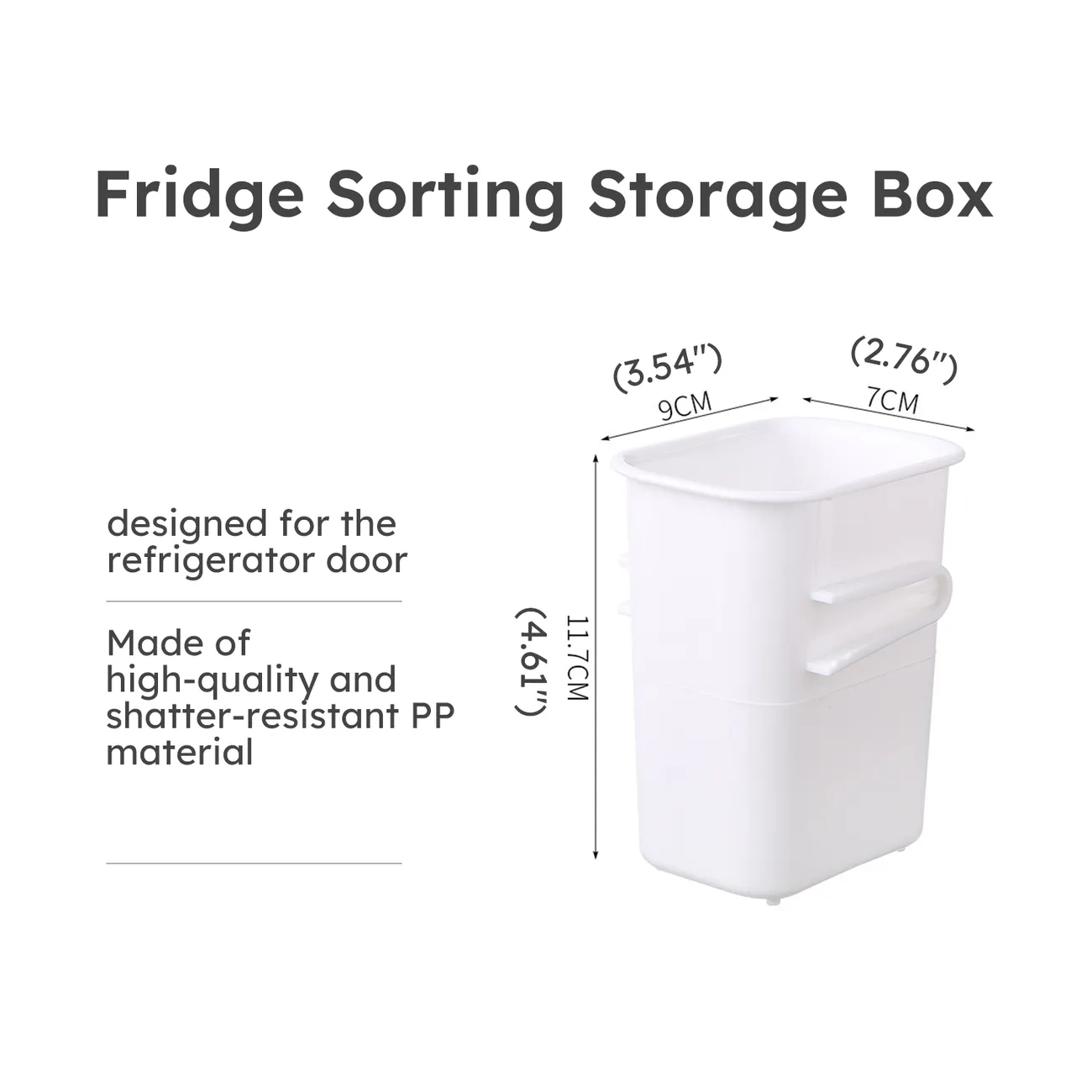 Caixa de armazenamento de classificação de geladeira para prateleira de porta lateral de geladeira conectável caixas organizadoras de geladeira com design de fivela Branco big image 1