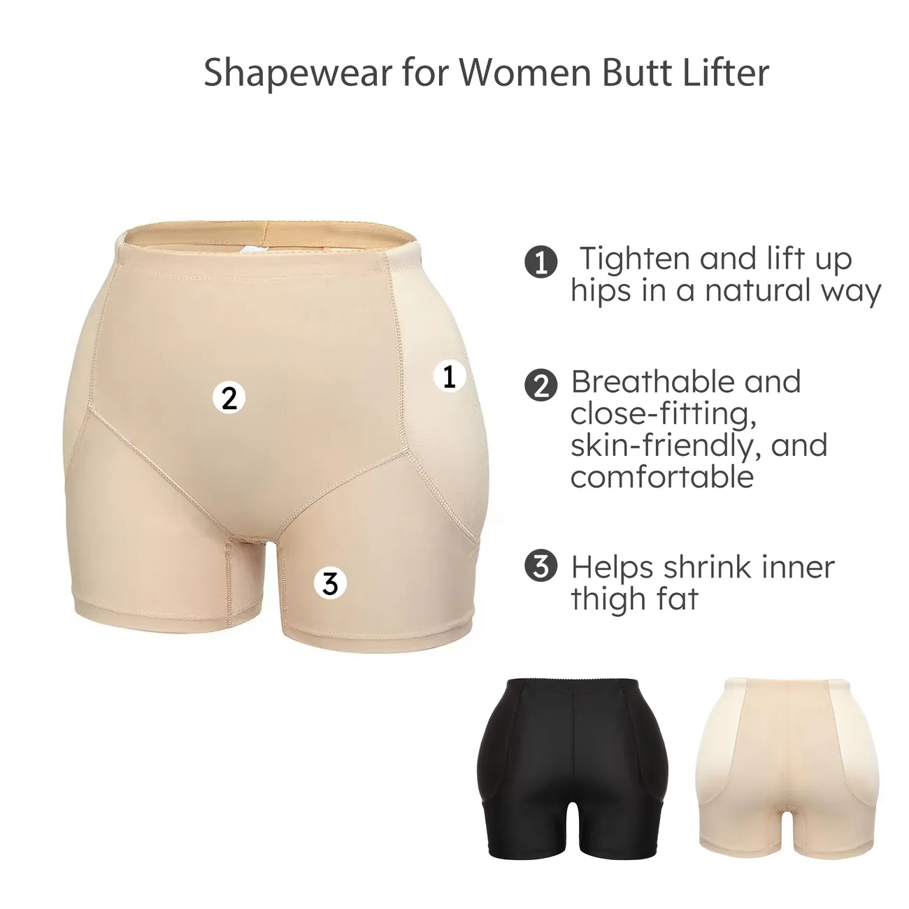 Women Butt Lifter Round Silicone Padded Shapewear Panty Hip Enhancer Shaper  Shorts Butt Lifter Padded Shorts Shapewear Only $17.54 PatPat US Mobile