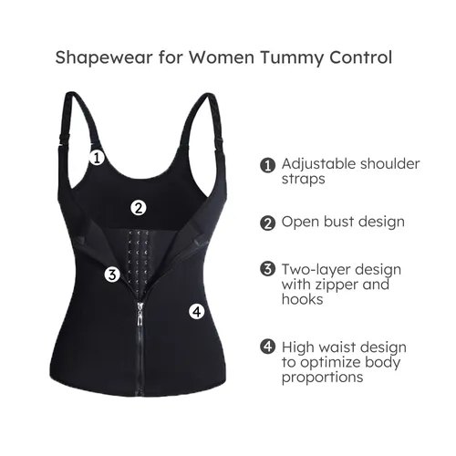Zip-style Women's Body-contracting Court Corset, Neoprene 3-layer Appliqué Wicking Vest and Shapewear