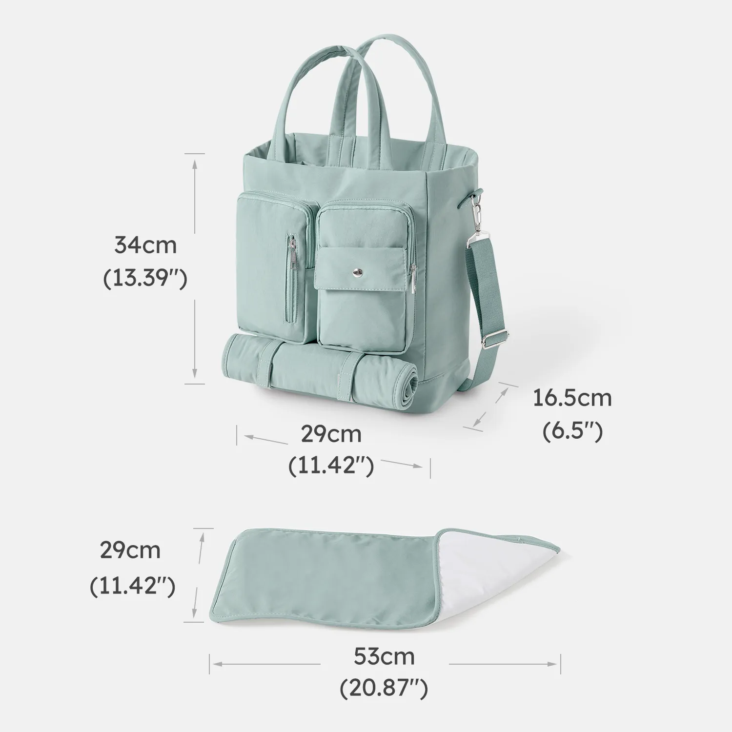 Diaper Bag Tote Multifunction Large Capacity Mom Bag with Waterproof Changing Pad and Adjustable Shoulder Strap  image 3