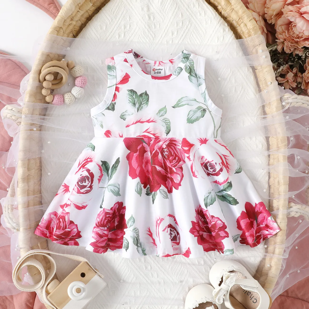 Baby Girl Allover Floral Print Naia™ Tank Dress Colorful big image 1