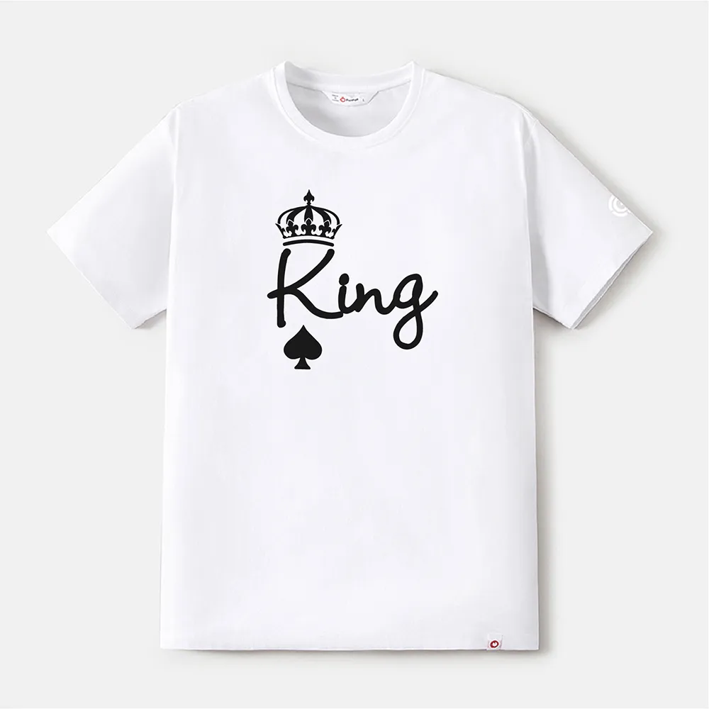 Go-Neat Water Repellent and Stain Resistant Family Matching Crown & Letter Print Short-sleeve Tee White big image 1