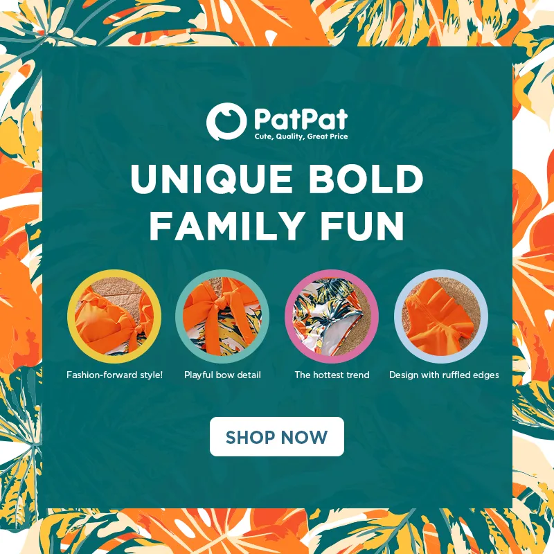 Páscoa Look de família Folha de palmeira Conjuntos de roupa para a família Fato de banho laranja big image 1
