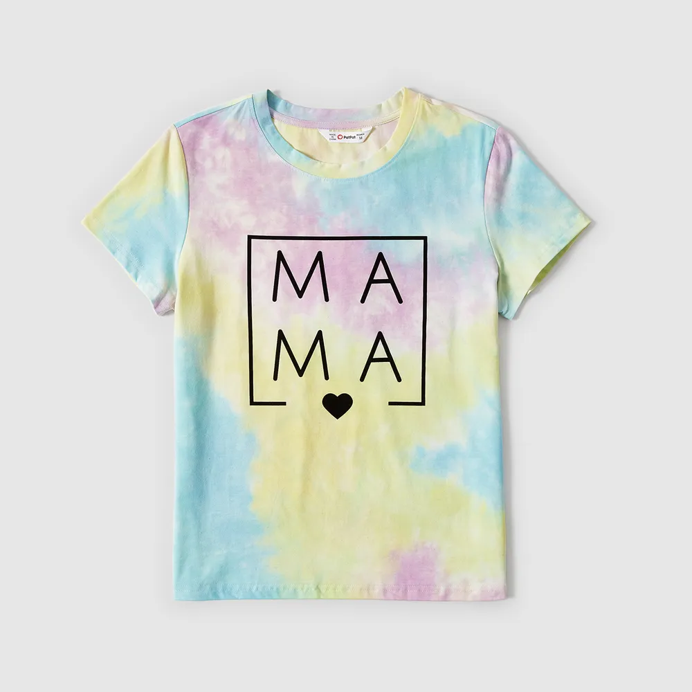 Mommy and Me 95% Cotton Letter Print Tie Dye Short-sleeve Tee  big image 8