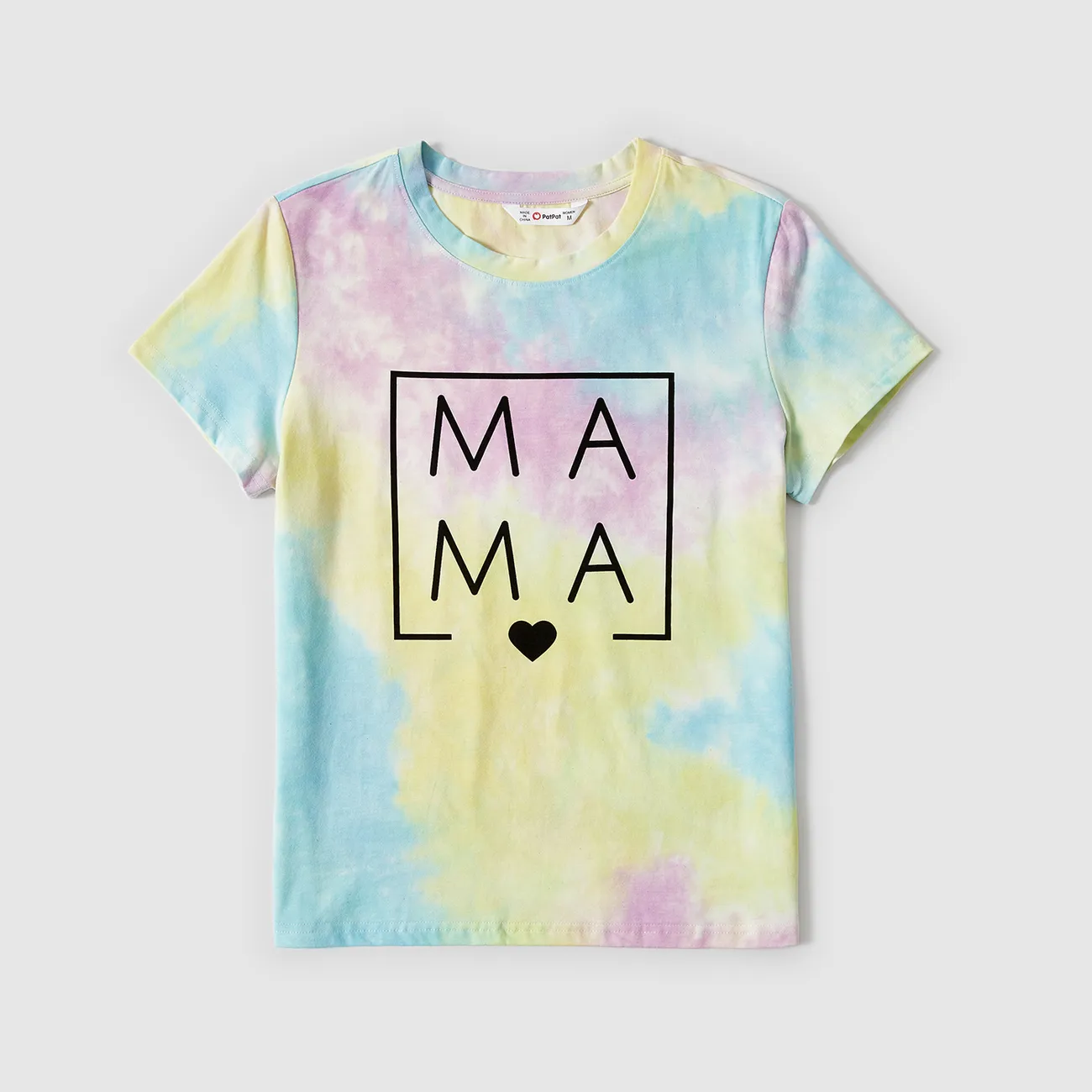Mommy and Me 95% Cotton Letter Print Tie Dye Short-sleeve Tee Multi-color big image 1