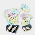 Mommy and Me 95% Cotton Letter Print Tie Dye Short-sleeve Tee  image 2