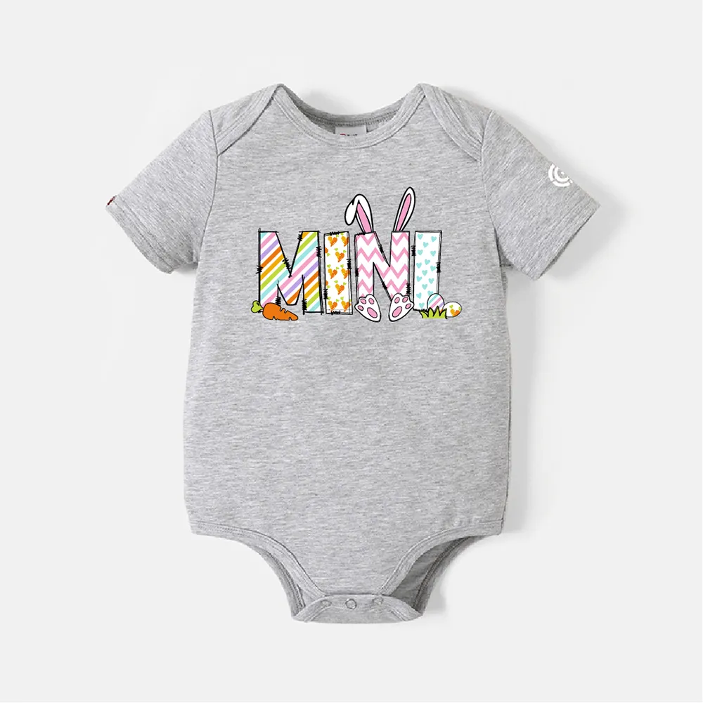 Go-Neat Water Repellent and Stain Resistant Family Matching Easter Graphic Print Short-sleeve Tee Light Grey big image 1
