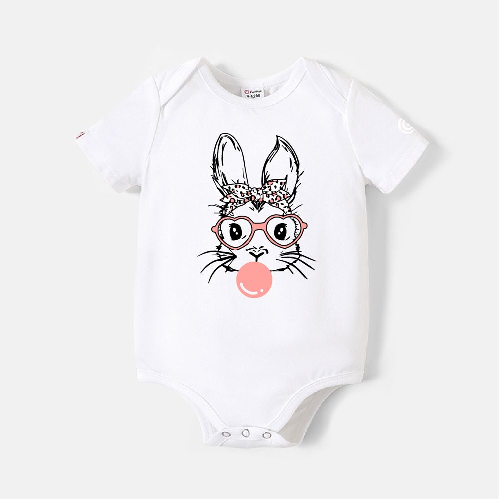 Go-Neat Water Repellent And Stain Resistant Family Matching Easter Rabbit Print Short-sleeve Tee