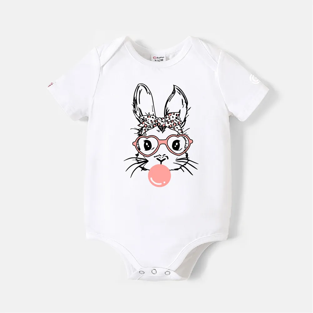 Go-Neat Water Repellent And Stain Resistant Family Matching Easter Rabbit Print Short-sleeve Tee