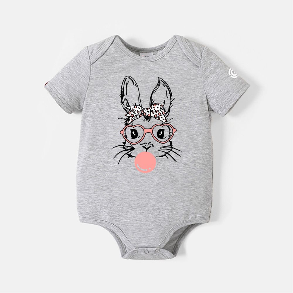 Go-Neat Water Repellent and Stain Resistant Family Matching Easter Rabbit Print Short-sleeve Tee
