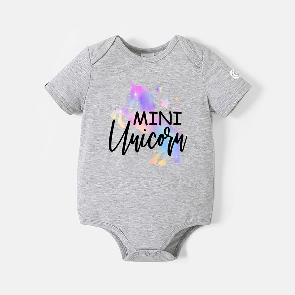 

Go-Neat Water Repellent and Stain Resistant Mommy and Me Unicorn & Letter Print Short-sleeve Tee