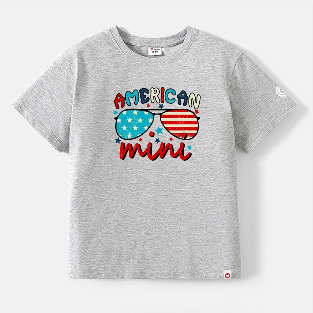 Go-Neat Water Repellent and Stain Resistant Family Matching Independence Day Graphic Print Short-sleeve Tee Light Grey big image 1