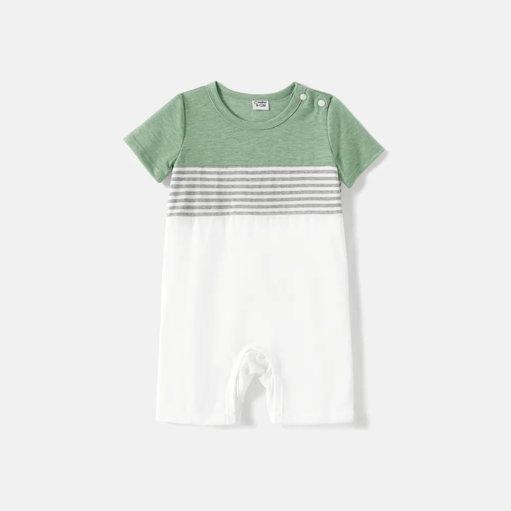 Family Matching Green Panel Dresses and Short-sleeve T-shirts Sets  big image 3