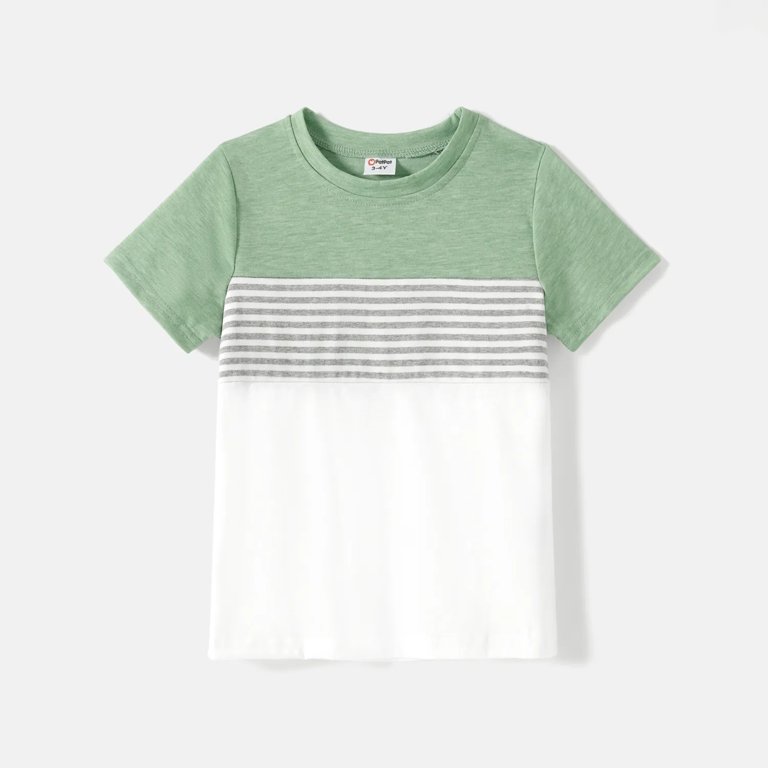 Family Matching Green Panel Dresses and Short-sleeve T-shirts Sets  image 5