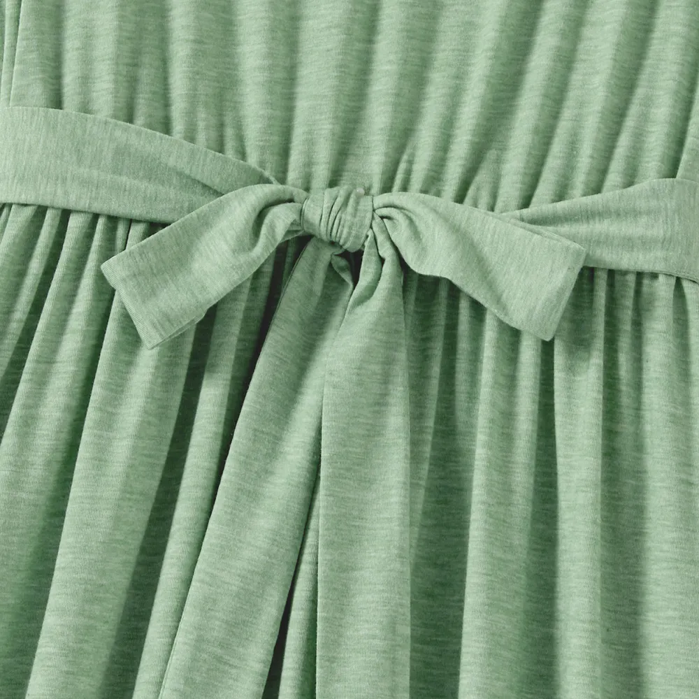 Family Matching Green Panel Dresses and Short-sleeve T-shirts Sets  big image 11