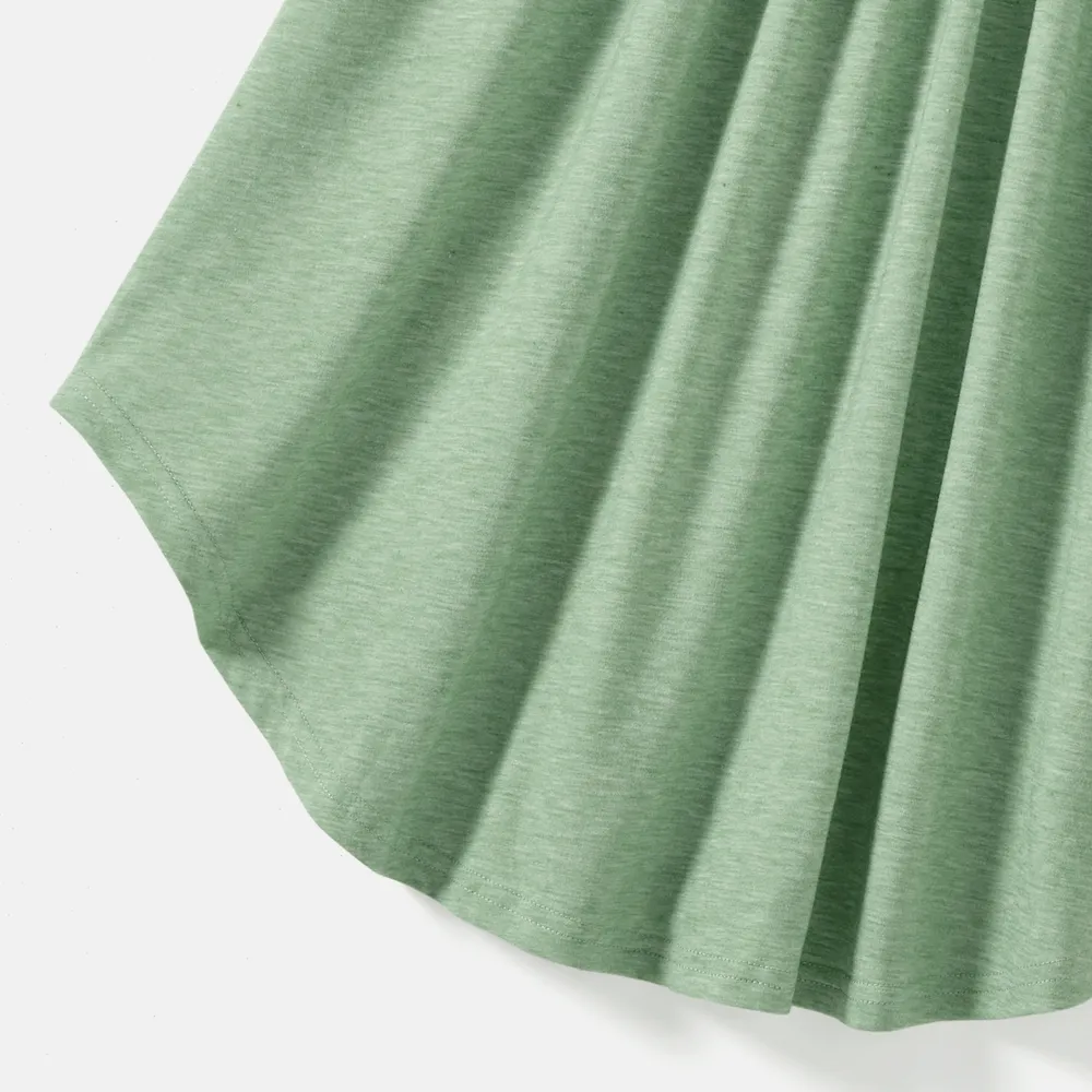 Family Matching Green Panel Dresses and Short-sleeve T-shirts Sets  big image 12