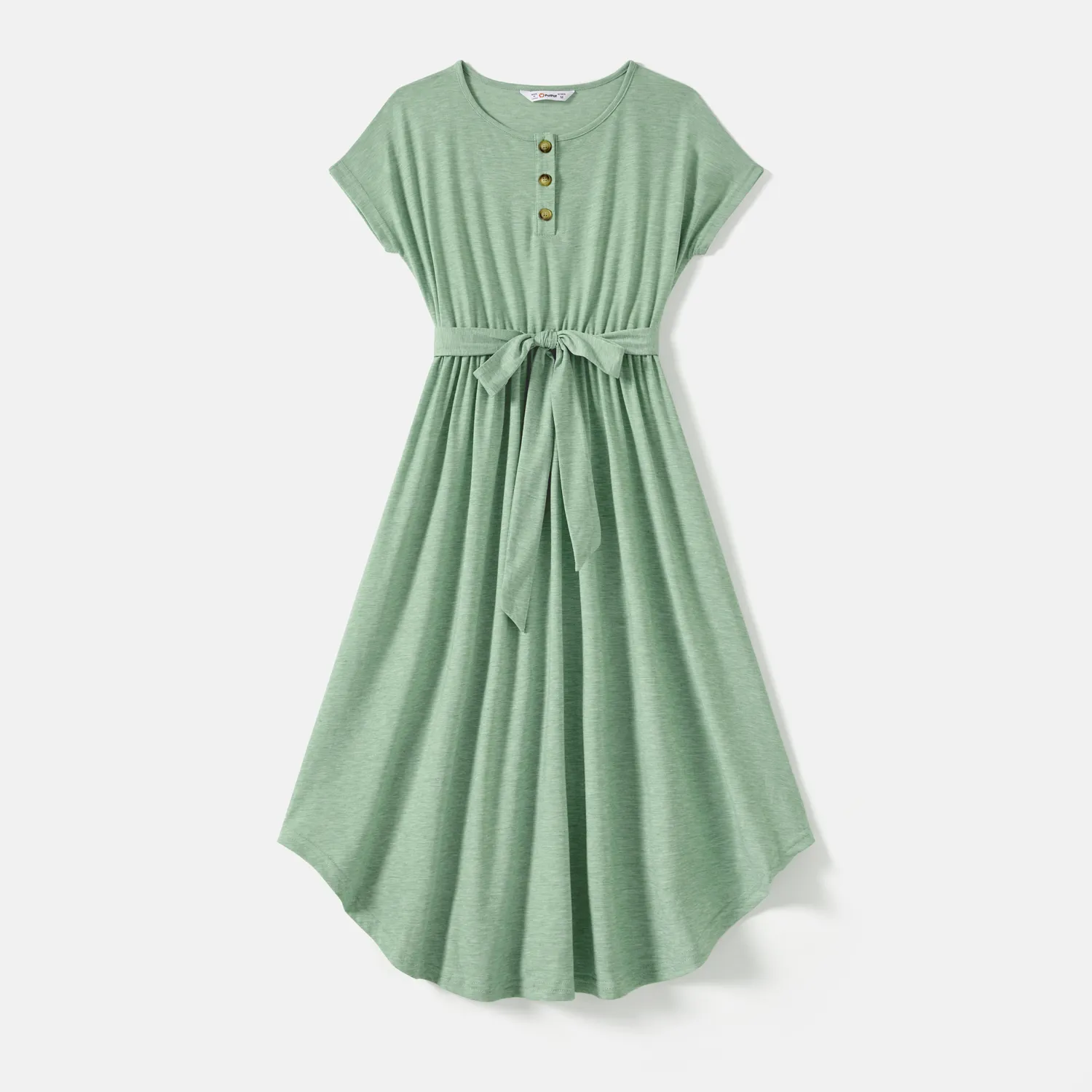 Family Matching Green Panel Dresses and Short-sleeve T-shirts Sets  big image 13