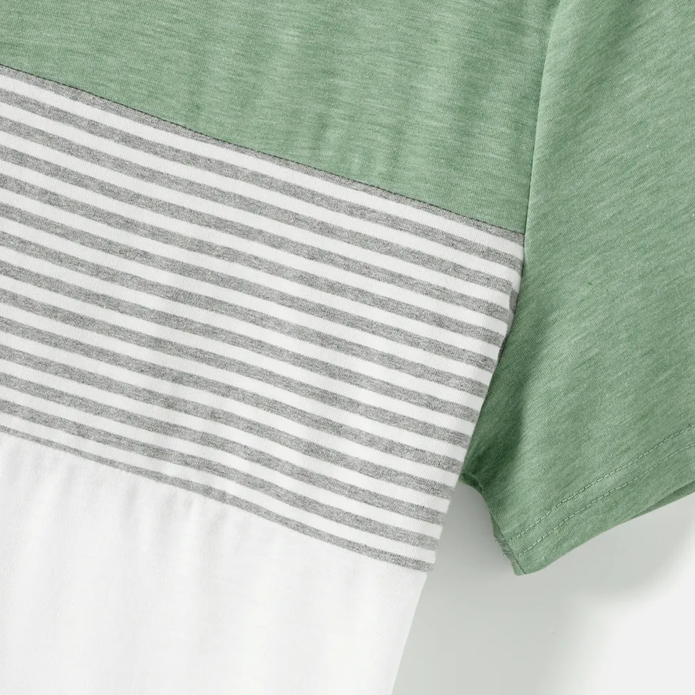 Family Matching Green Panel Dresses and Short-sleeve T-shirts Sets big image 18