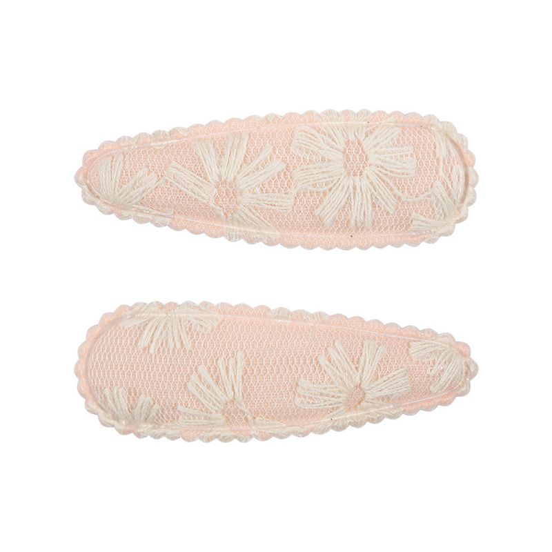 2-pack Embroidered Cloth Hair Clips For Girls