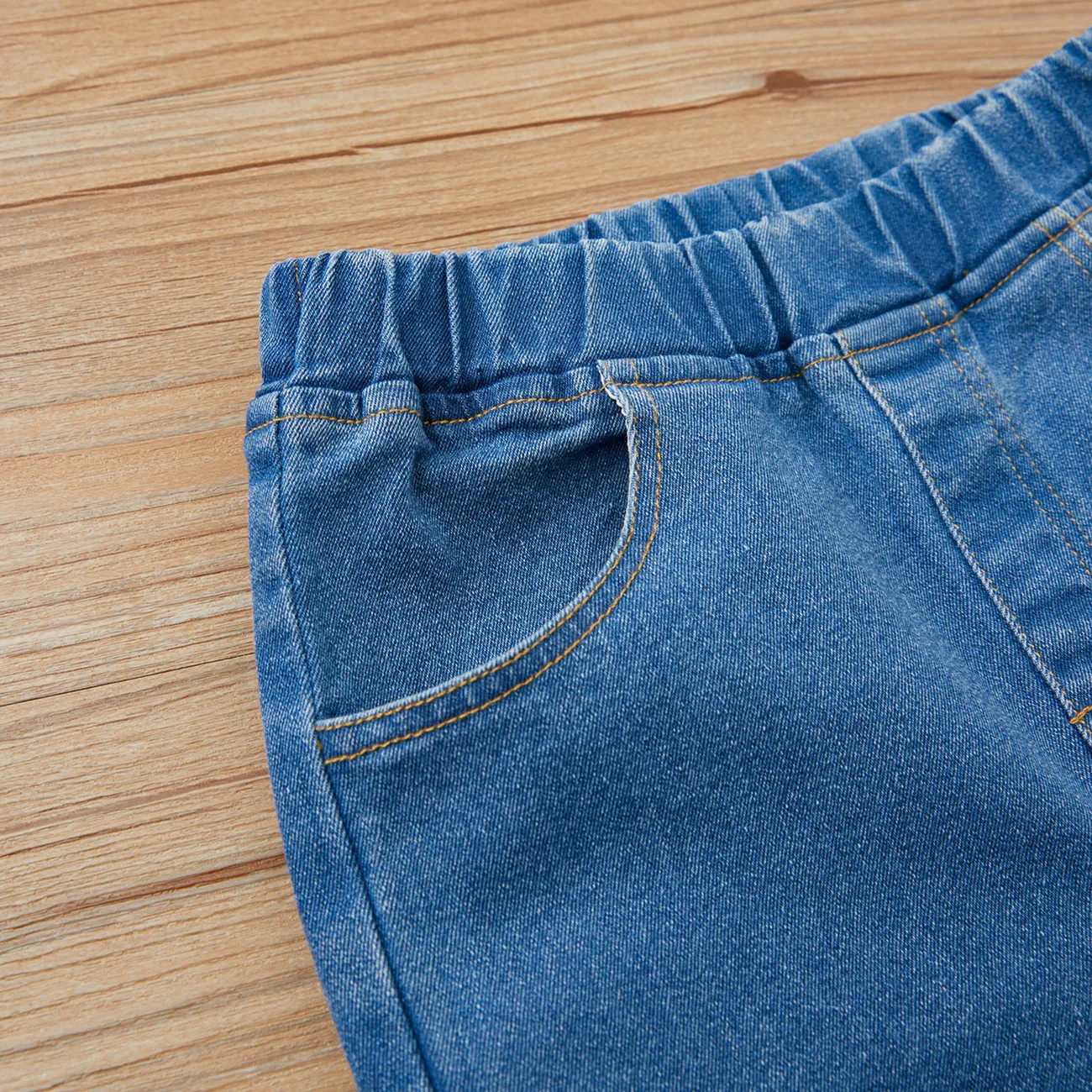 Kinder Mädchen Unifarben Löcher Jeans blau big image 1