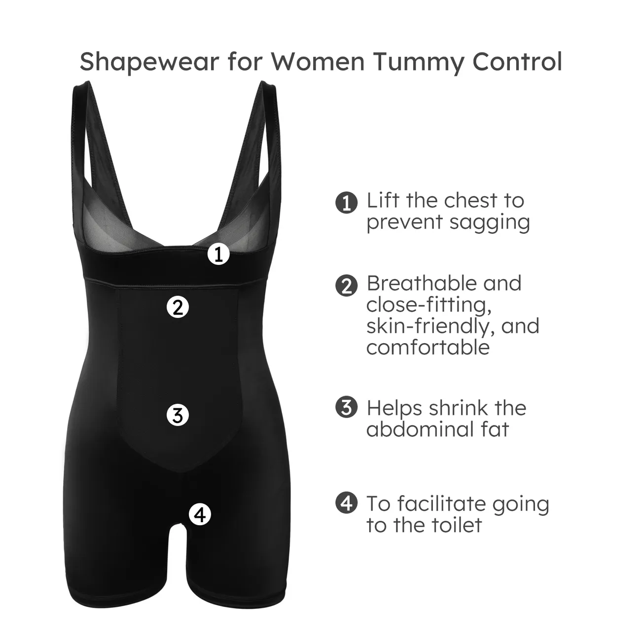 Ladies Shapewear Tummy Control Bodysuit Full Bust Bodysuit Thong Body  Shaper