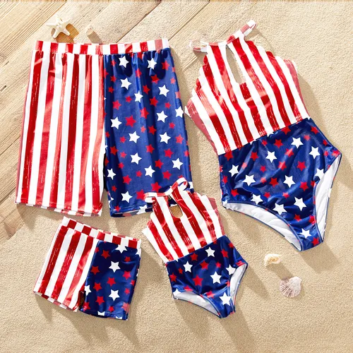 Independence Day Family Matching One-piece Swimsuit and Swim Trunks
