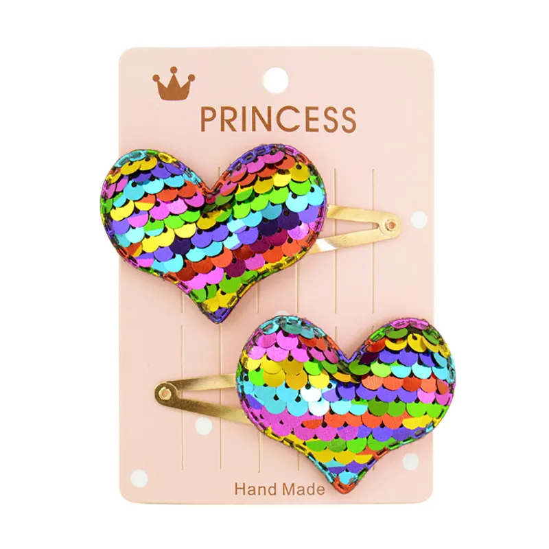 10-pack criança / criança menina lantejoulas pentagrama amor coroa grampo de cabelo  image 4