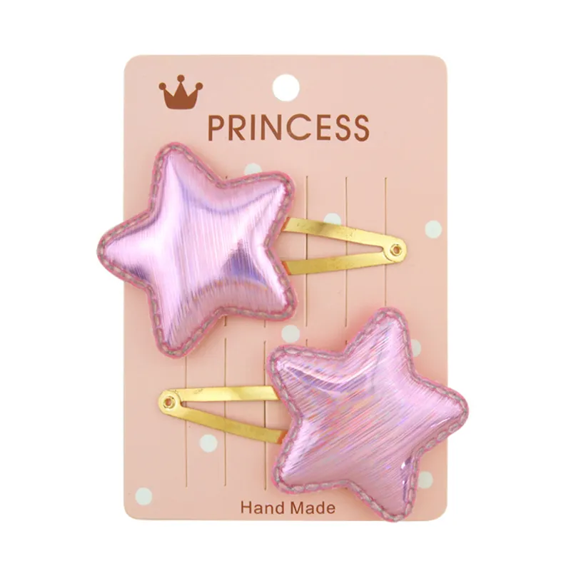 Paquete de 10 para niños pequeños / niñas Sequin Pentagram Love Crown Clip para el cabello Color-B big image 1