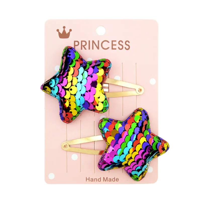 10-pack Toddler/Kid Girl Sequin Pentagram Love Crown Hair Clip Color-B big image 1