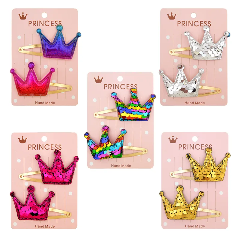10-pack criança / criança menina lantejoulas pentagrama amor coroa grampo de cabelo Cor-C