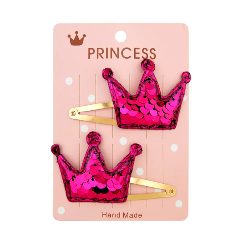 Paquete de 10 para niños pequeños / niñas Sequin Pentagram Love Crown Clip para el cabello Color-C big image 1