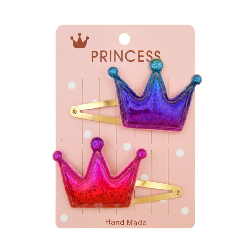 Paquete de 10 para niños pequeños / niñas Sequin Pentagram Love Crown Clip para el cabello Color-C big image 1
