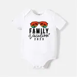 Go-Neat Water Repellent and Stain Resistant Family Matching Glasses & Letter Print Short-sleeve Tee White
