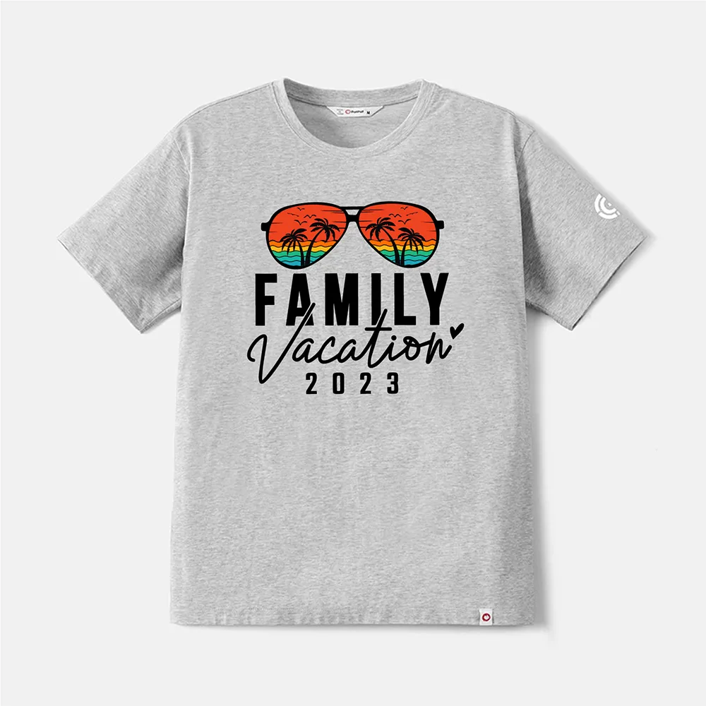 Go-Neat Water Repellent and Stain Resistant Family Matching Glasses & Letter Print Short-sleeve Tee big image 14