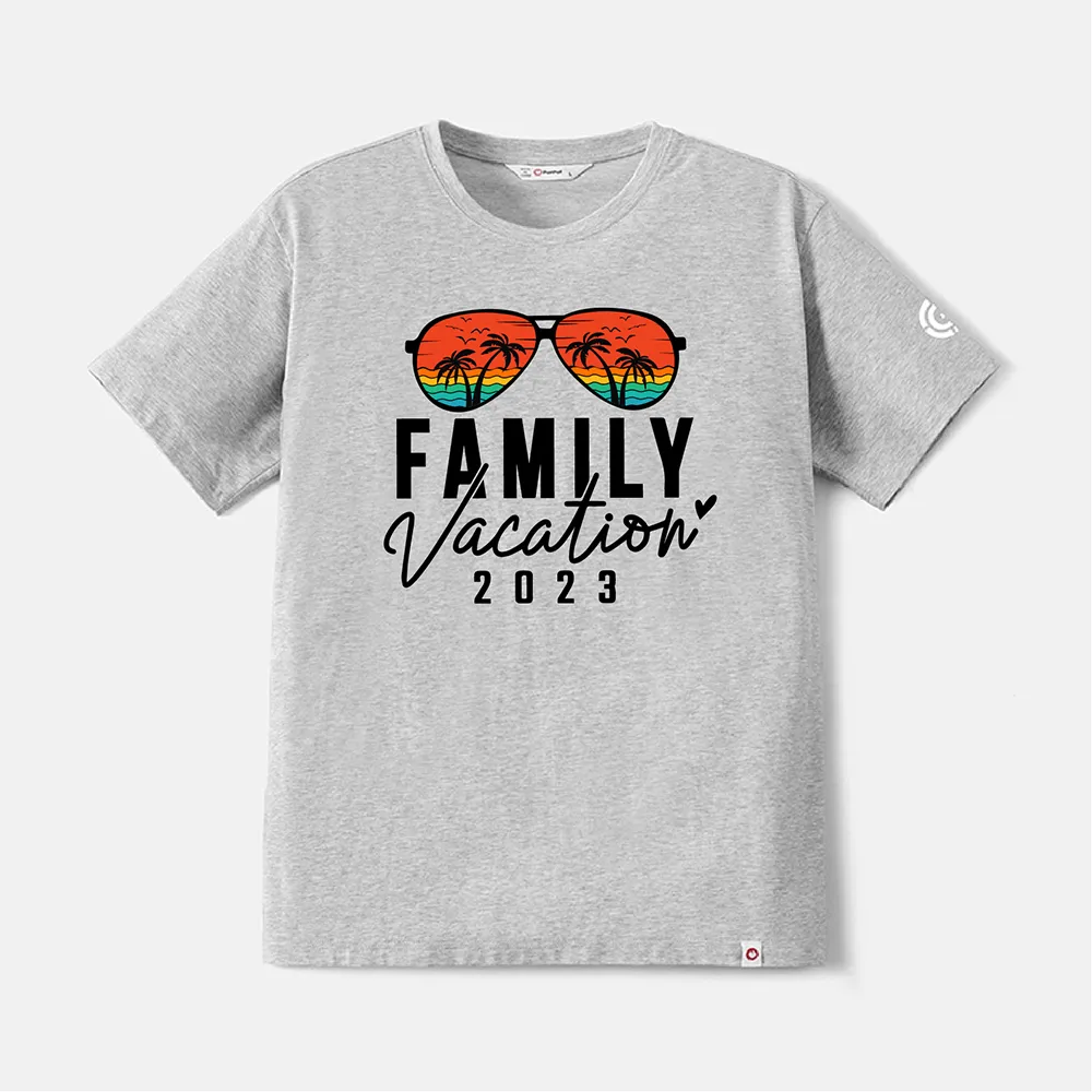 Go-Neat Water Repellent and Stain Resistant Family Matching Glasses & Letter Print Short-sleeve Tee  big image 20