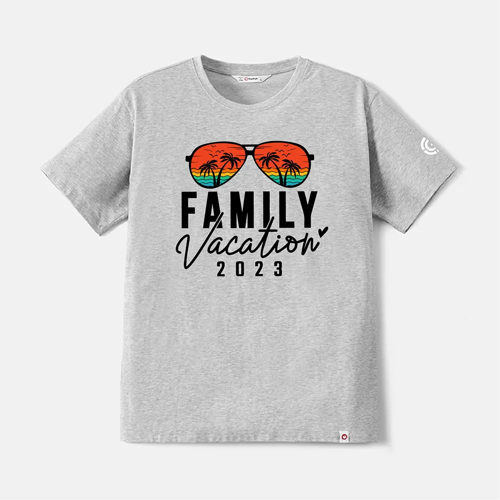 Go-Neat Water Repellent and Stain Resistant Family Matching Glasses & Letter Print Short-sleeve Tee big image 20