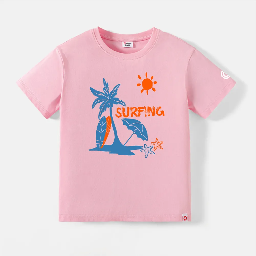 [5Y-14Y] Go-Neat Water Repellent and Stain Resistant Kid Boy/Girl Graphic Print Short-sleeve Tee Light Pink