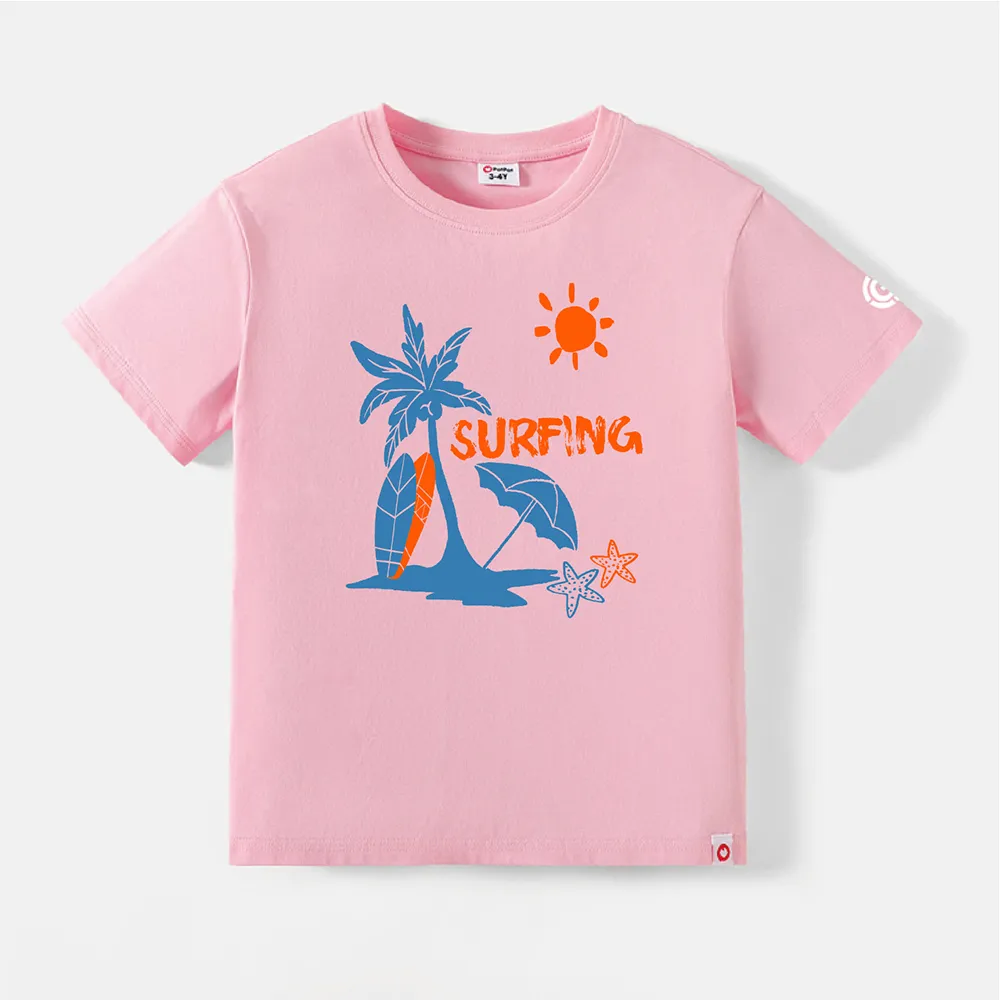 Go-Neat Fleckenbeständig Kinder Unisex Meereselemente Kurzärmelig T-Shirts Hell rosa big image 1