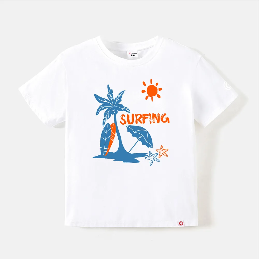 [5Y-14Y] Go-Neat Water Repellent and Stain Resistant Kid Boy/Girl Graphic Print Short-sleeve Tee White