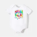 Go-Neat Water Repellent and Stain Resistant Family Matching Colorful Letter Print Short-sleeve Tee White