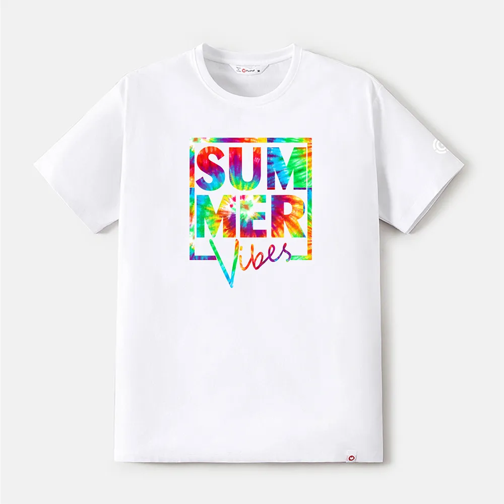 Go-Neat Water Repellent and Stain Resistant Family Matching Colorful Letter Print Short-sleeve Tee White big image 1