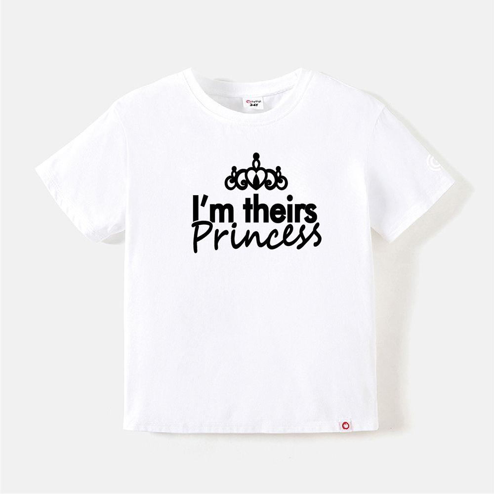 Go-Neat Water Repellent And Stain Resistant Family Matching Crown & Letter Print Short-sleeve Tee