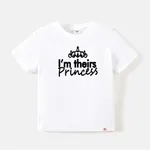 Go-Neat Water Repellent and Stain Resistant Family Matching Crown & Letter Print Short-sleeve Tee White