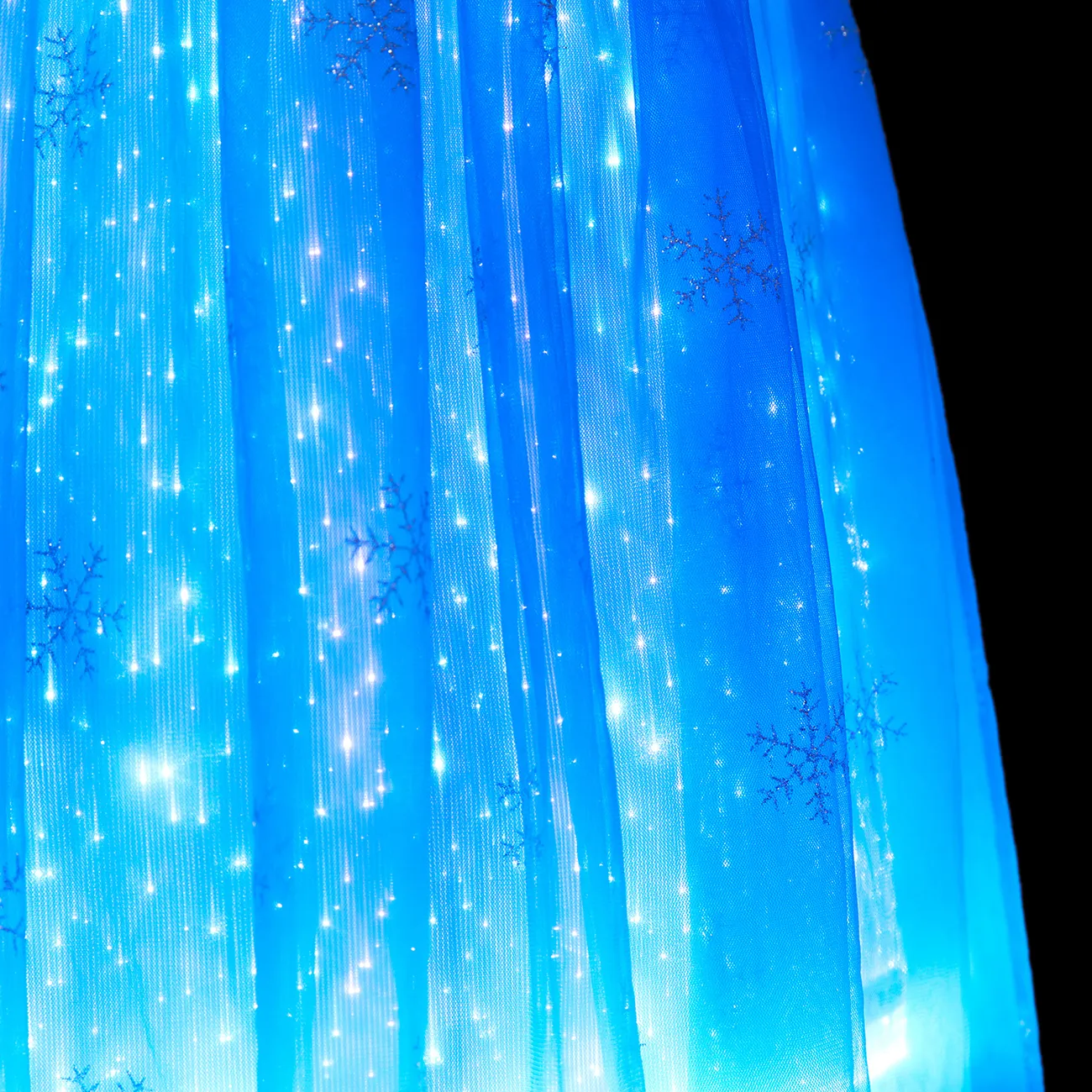 Go-Glow Light Up Vestido de festa azul com brilho de floco de neve sequined e cabo removível, incluindo controlador (bateria embutida) Azul Escuro / Branco big image 1