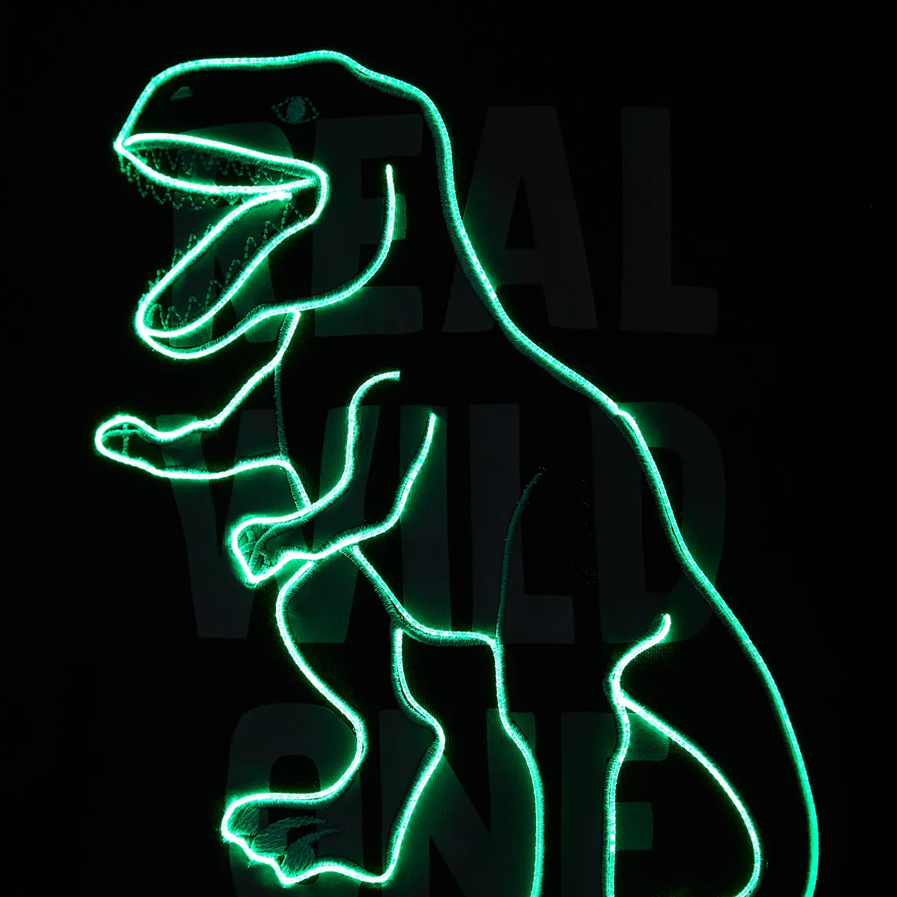 Go-Glow Illuminating Sweatshirt with Light Up Dinosaur Pattern Including Controller (Built-In Battery) Black big image 1